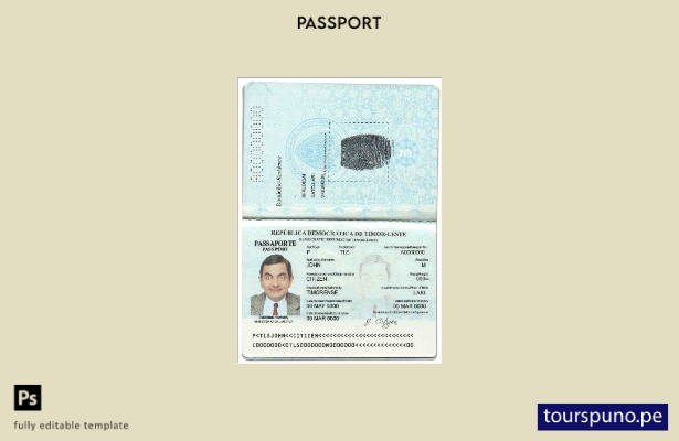 Plantilla de pasaporte de Timor Leste lista para imprimir